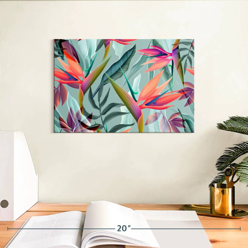 Harnek, oiseau de paradis, fleurs, H 8 po x l 12 po