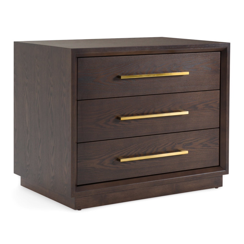 Table de chevet 3 tiroirs Langley, Cerisier