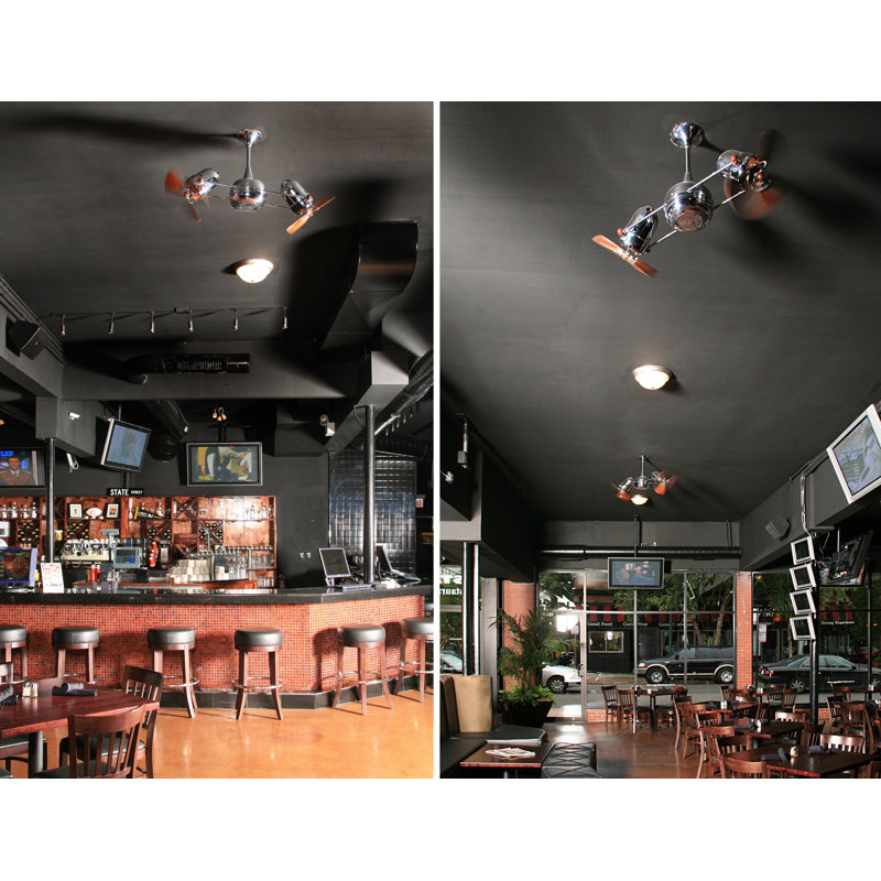 36" Duplo-Dinamico 3 Blade Ceiling Fan, Polished Chrome