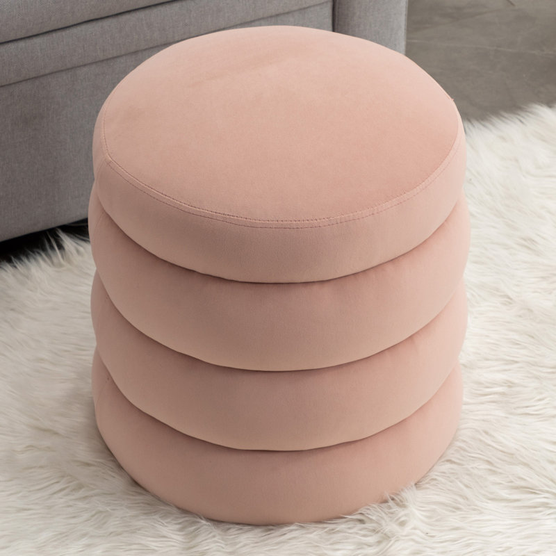 Solid + Manufactured Wood Accent Stool, Pink Velvet