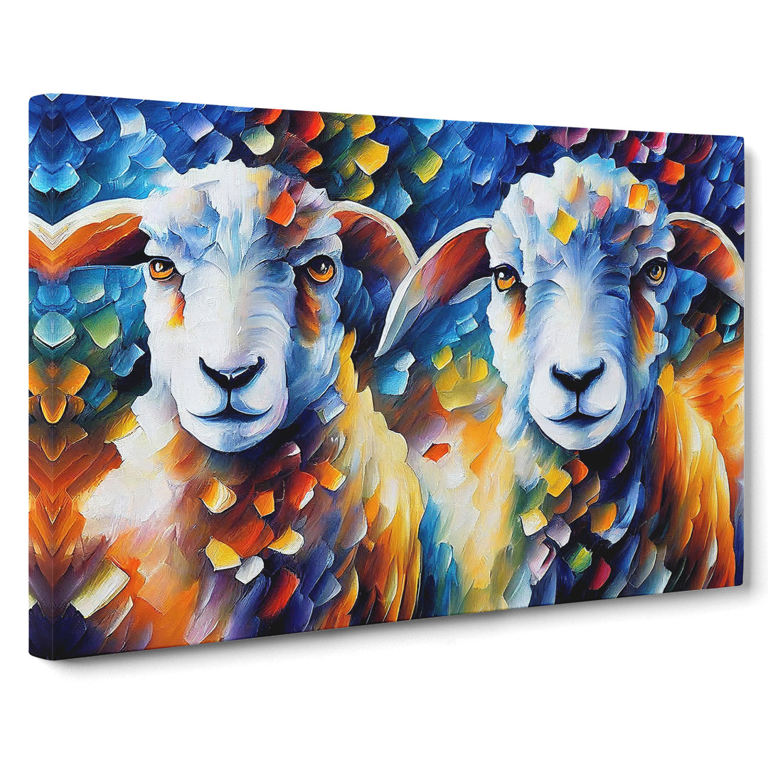 XXX-H1022-WF-7750X Sheep Painting Vol.2 Abstract - Wrapped Canvas Painting