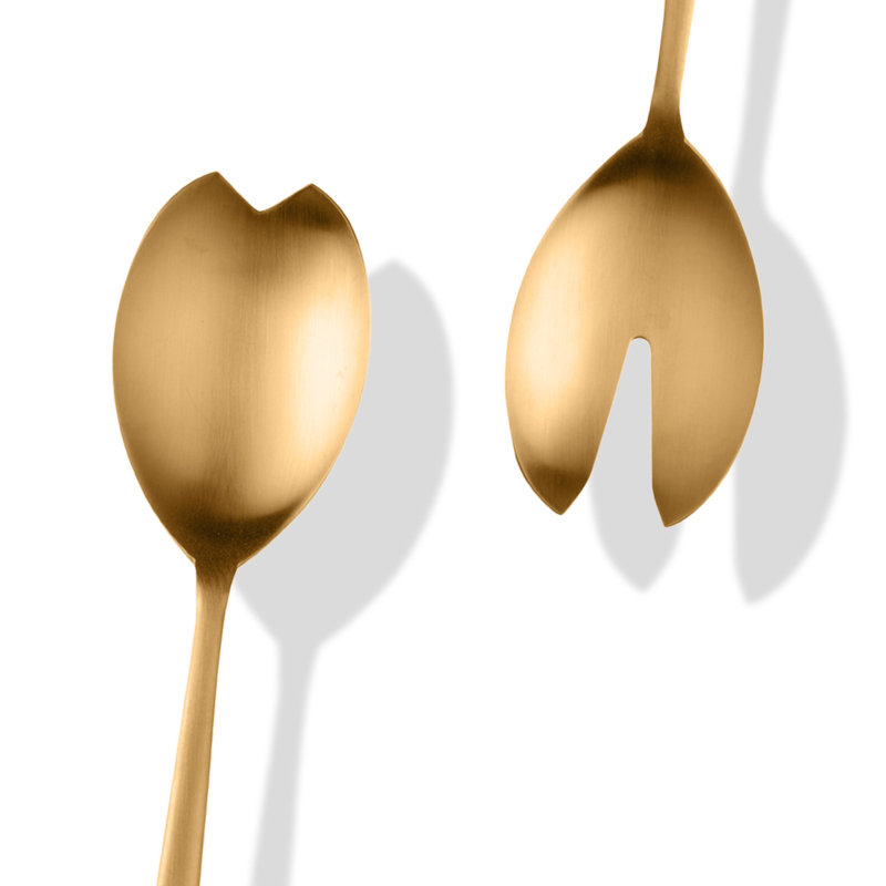 Linea Stainless Steel Salad Servers, Ice Gold