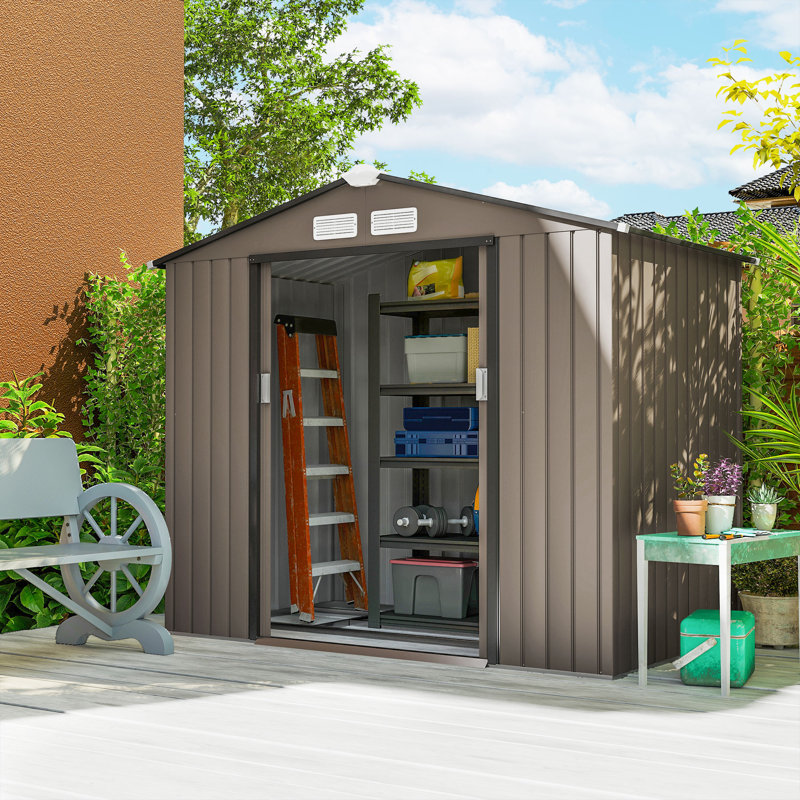 Aseya 4.2 ft. W x 6.9 ft. D Metal Apex Tool Shed