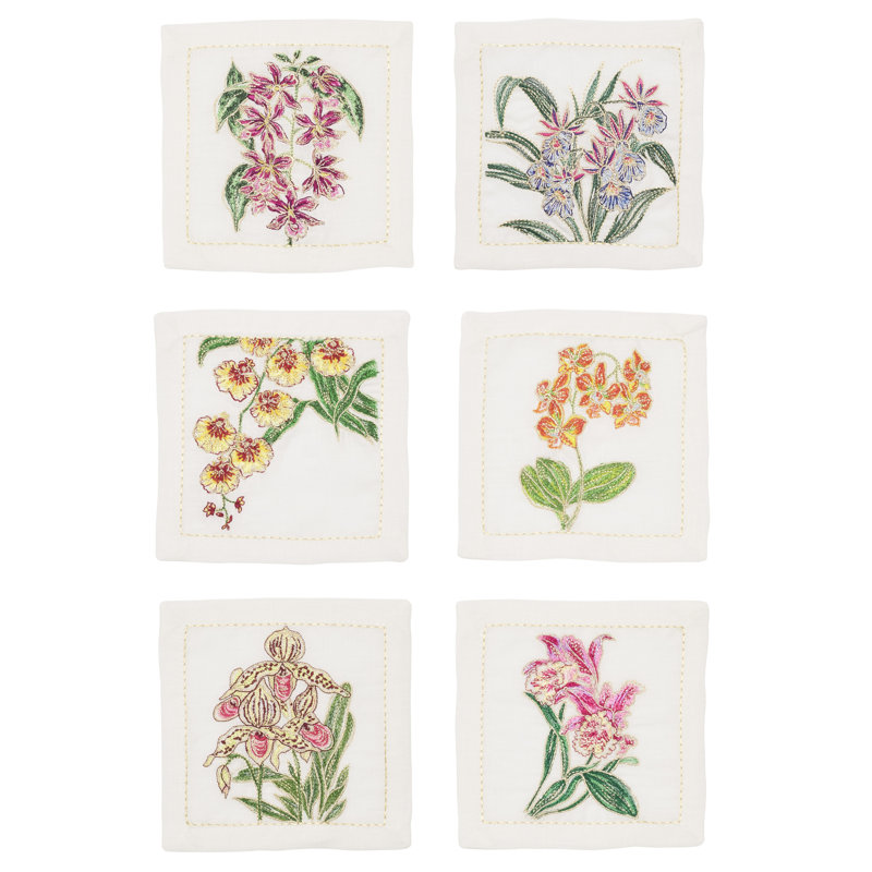 Orchid 6-Piece Cocktail Napkin Set