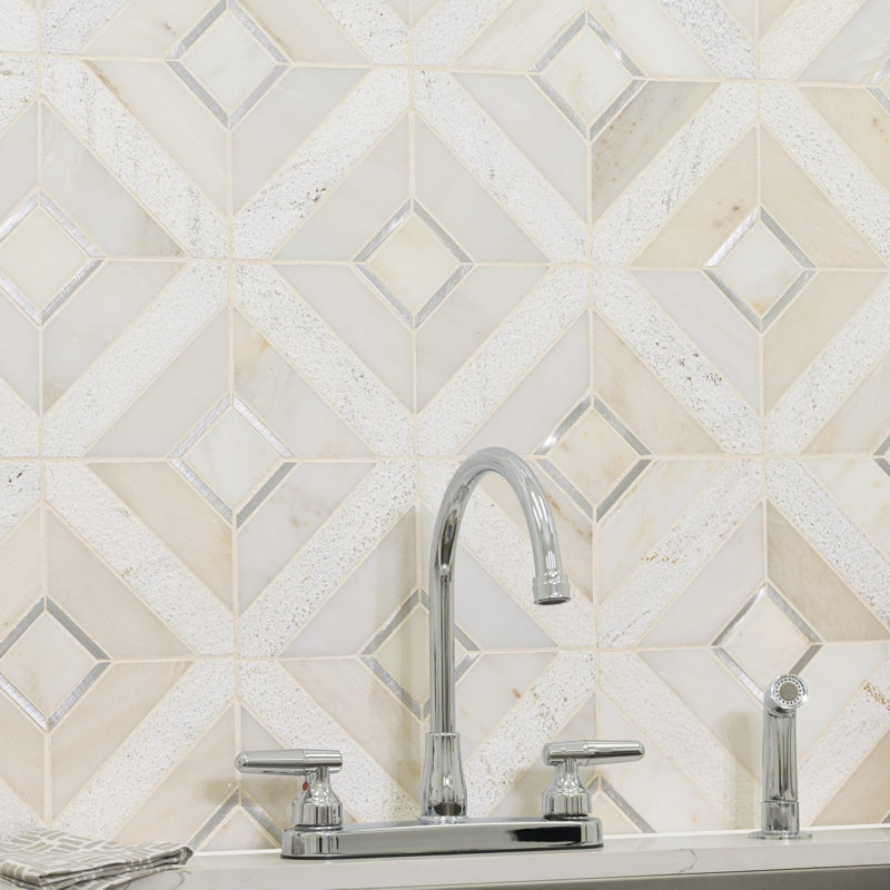 Artemis 12 in. x 12 in. Stone Metal Blend Mosaic Floor and Wall Tile, Alabrix Plata