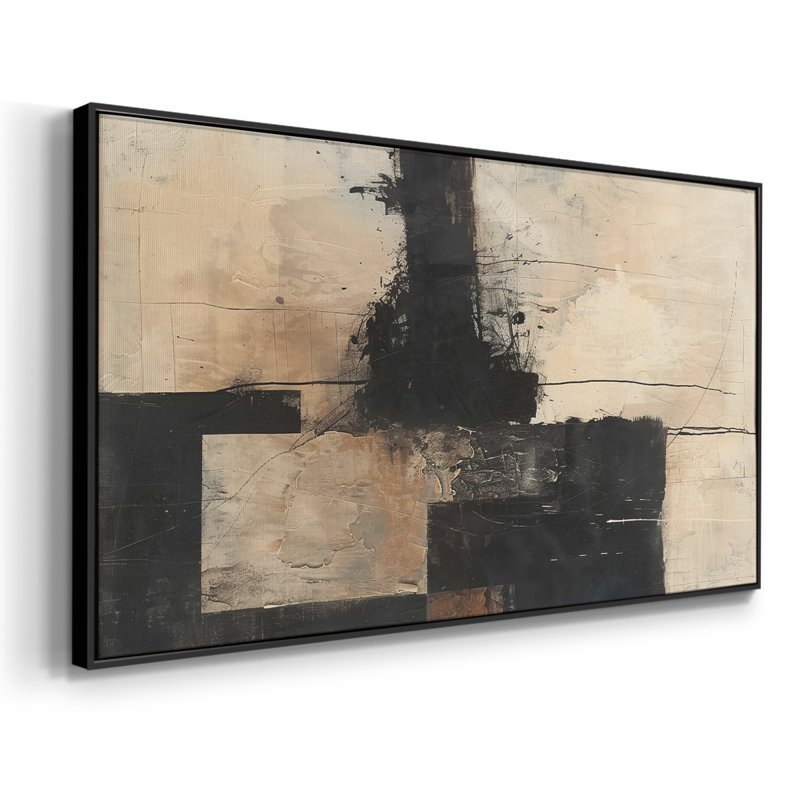 Abstrait, série CCLIV, toile tendue avec châssis, prête à être accrochée, Noir, H 21 po x l 41 po