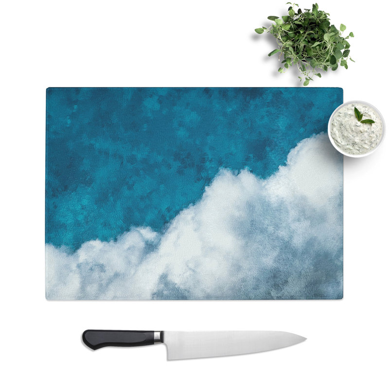 Tempered Glass Crisp Clouds Chopping Board, 20 cm x 28.5 cm