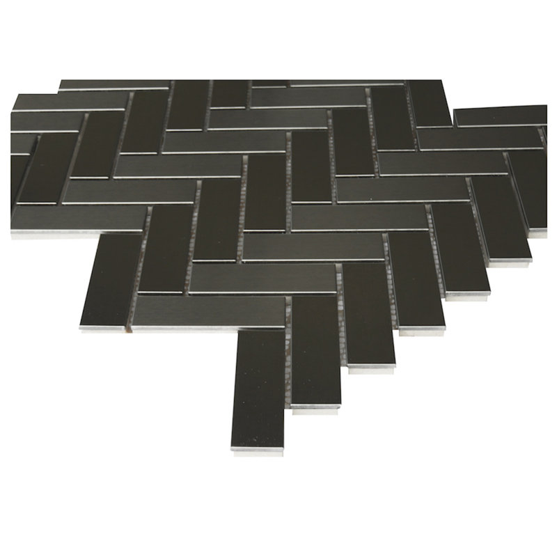 Padova 0.75" x 2.5" Stainless Steel Herringbone Mosaic Wall Tile