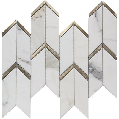 Harper 2" x 5" Herringbone/Chevron Mosaic Wall Tile