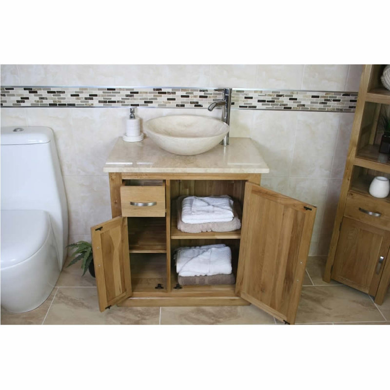 Dehn 750 mm Freestanding Single Vanity with Vessel Stone Basin