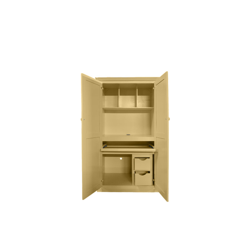 Bureau armoire en bois massif Breeda, Jaune Cupola