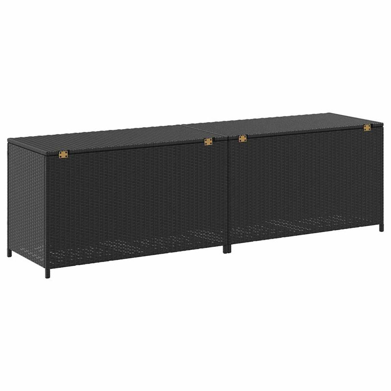 Coffre de rangement vidaXL en poly rotin noir, acier thermolaqué grand, Noir, 23.6" H x 78.7" W x 19.7" D