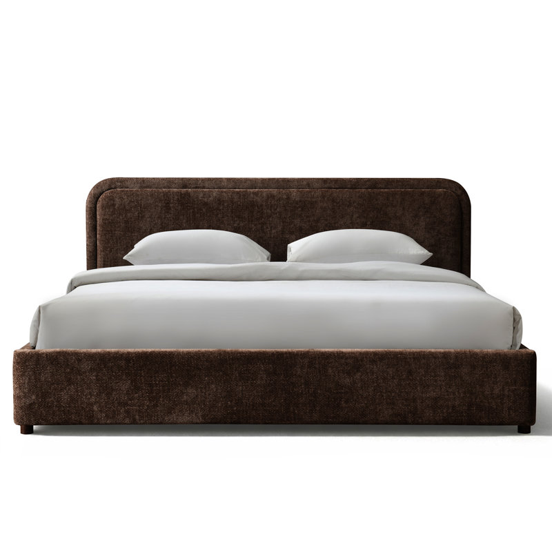 Chloe Upholstered Platform Bed - Brown - King Size, King, Brown
