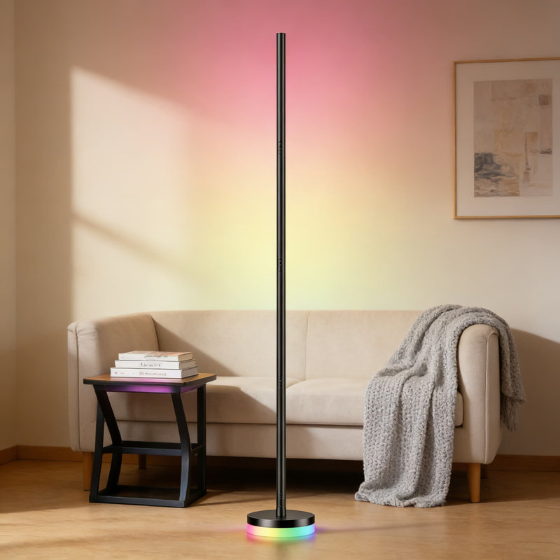 Lampe de coin intelligente avec DEL RVBICW, 1300 lumens, synchro musicale, application et télécommande, lampe sur pied à changement de couleur pour chambre à coucher, salon, salle de jeux