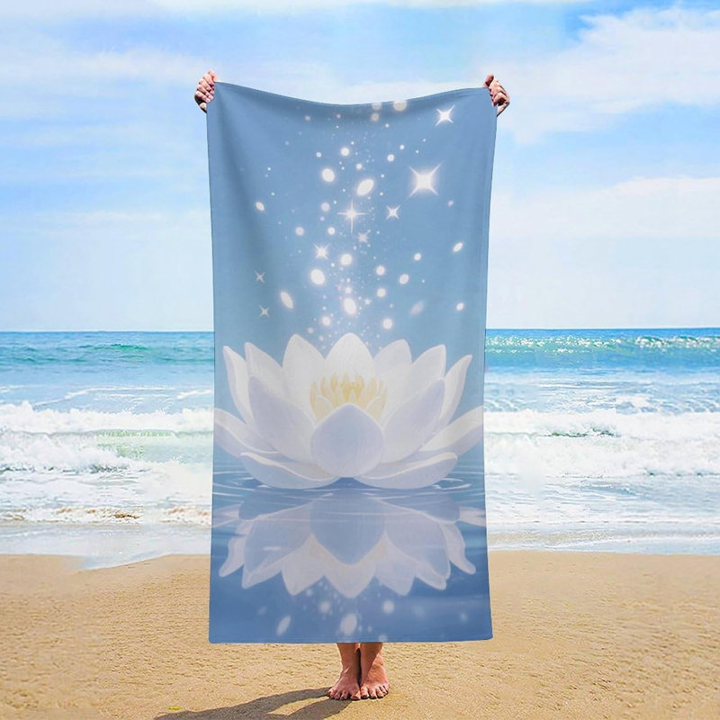 Serviette de plage en microfibre à séchage rapide et fleurs de lotus, 50 x 60 po