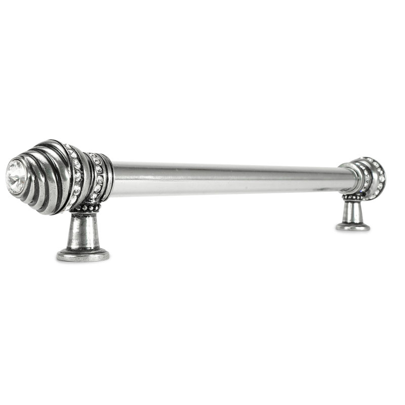 Cache multi-crystals large ends; 15 inch center to center appliance/long pull; 3/4 smooth bar; decorated with swarovski crystals in finish Chalice