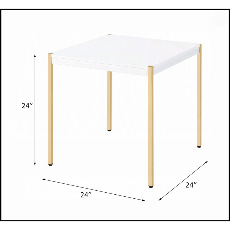 Table de bout de salon moderne et moderne avec finition blanche et dorée, mobilier de maison glamour pour un décor élégant