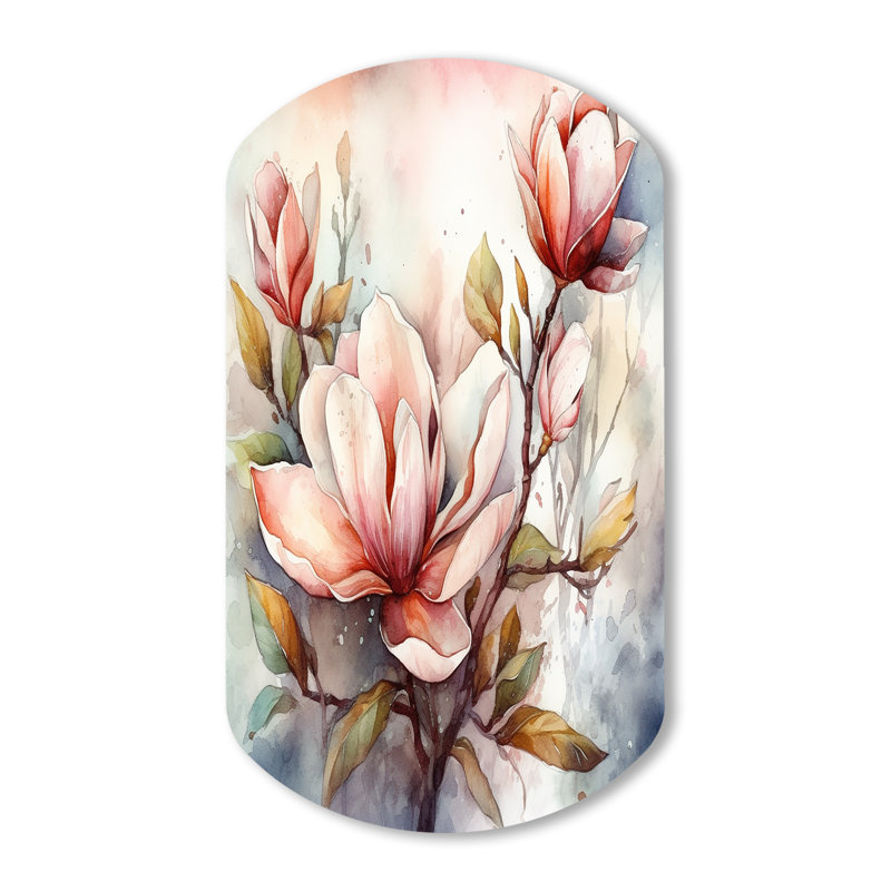 Décoration murale en métal Picou - Magnolias, H 31 po x l 19 po