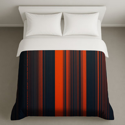 Black Orange Stripes Duvet Covers