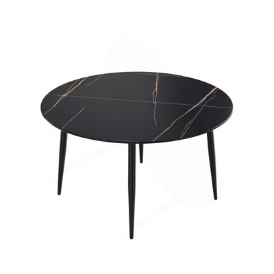 53.15 " Modern Artificial Stone Round Dining Table With Metal Legs-Can Accommodate 6 People.