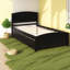 Lit simple en bois compact avec tiroirs de rangement, espresso moderne
