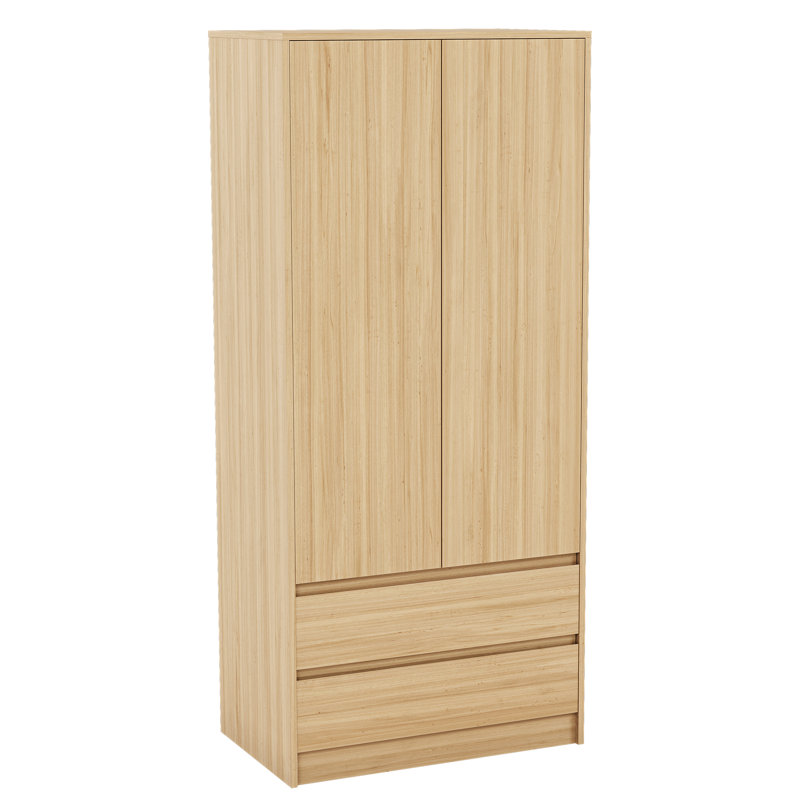 Cunha 2 Door MDF & Particleboard Wardrobe, Pine