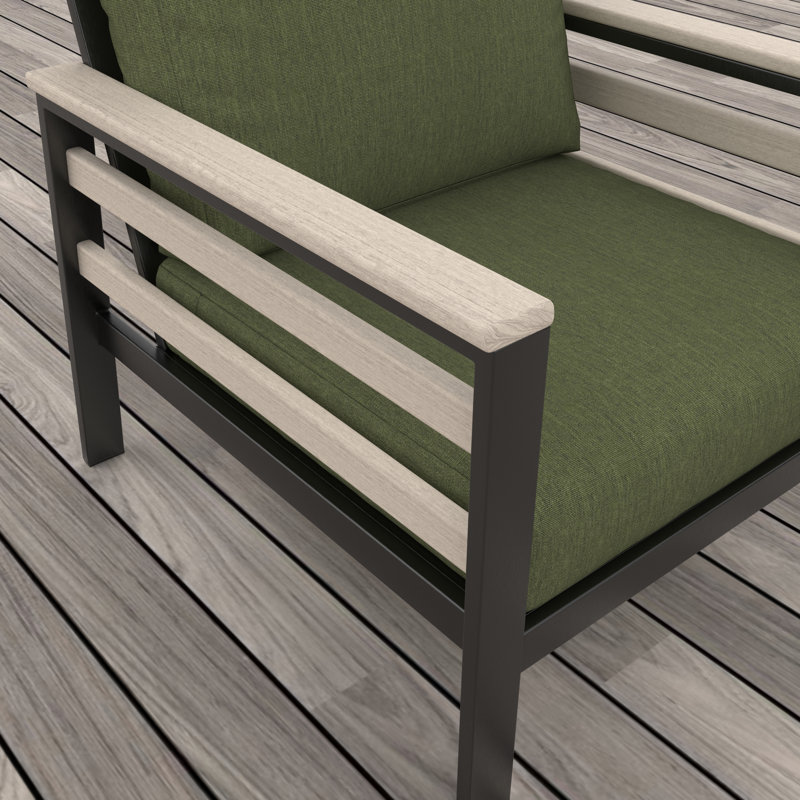 Chaise de patio avec coussins Sunbrella® Townsend, Toile fougère Sunbrella, Blanc