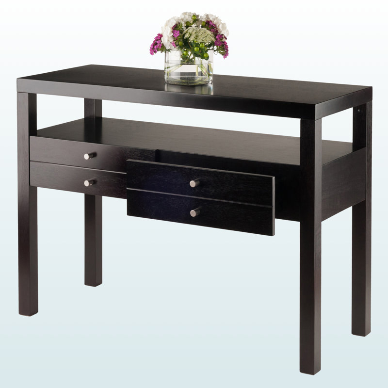 Elevate Rectangular 2-Drawer Brown Finish Console Table, 29.99" H X 40.05" W X 16.97" D