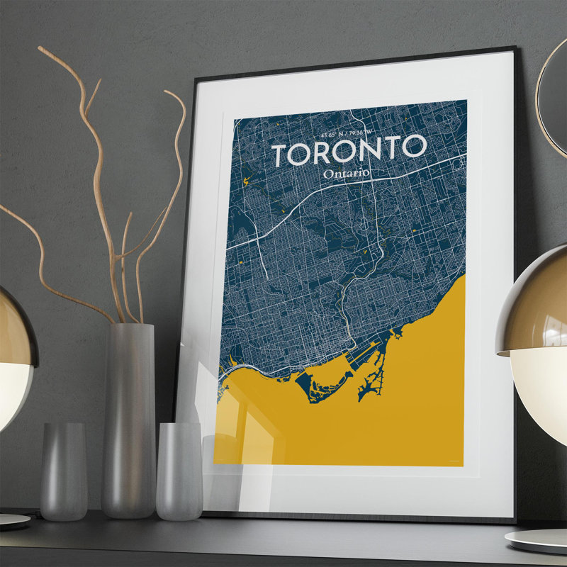 Toronto City Map in Amuse 1 Piece Wall Art, 36cm H x 24cm W x 0.05cm D