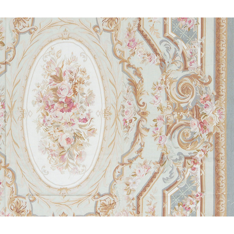 Hand-Knotted High-Quality Green and Beige Area Rug