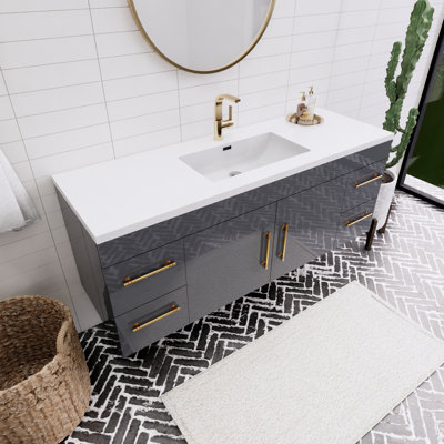 Ensemble de meuble-lavabo mural simple 60 "Spring