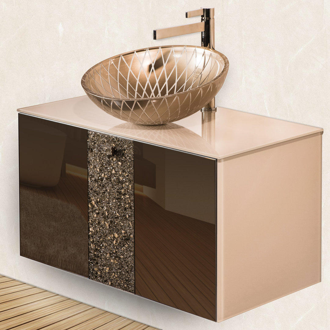 Lucent 31.5'' Single Bathroom Vanity with Tempered Glass Top Maestro Bath