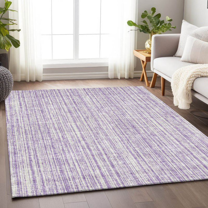Premium Machine Washable Prisco Lavender Rug, Rectangle 5' x 7'6"