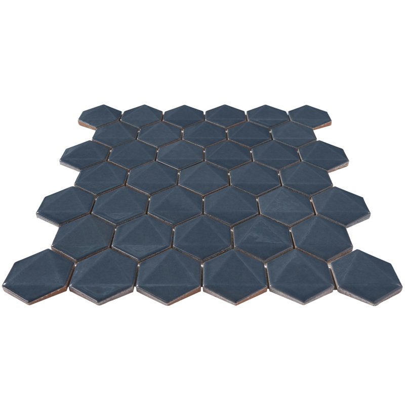 Carreau de mosaïque 2 po x 2 po en porcelaine nid d'abeille pour mur et plancher, Bleu