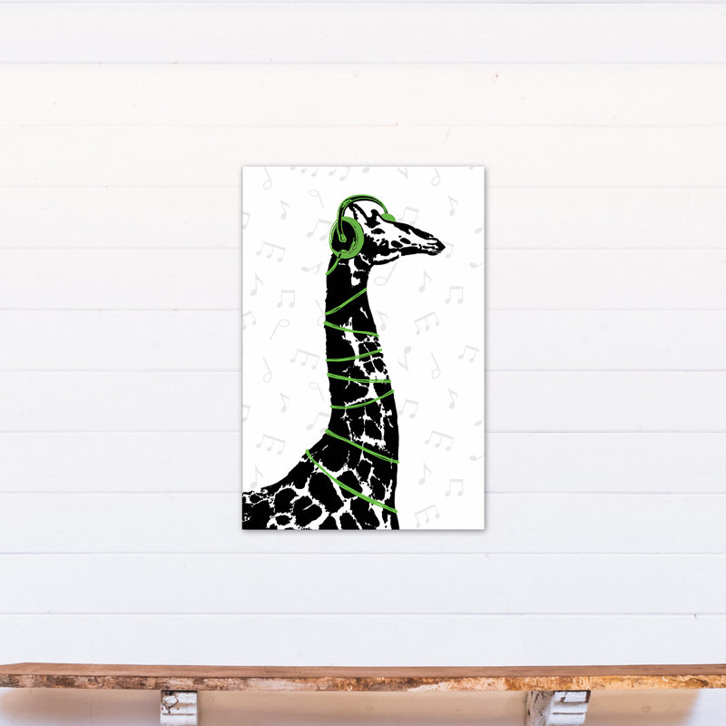 Girafe sur toile tendue, Vert, H 24 po x l 16 po x P 1,25 po