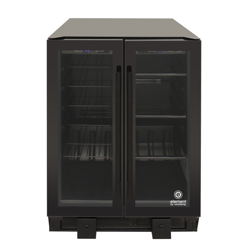 Black Stainless Steel Dual Zone Wine and Beverage Cooler with Interior Lighting