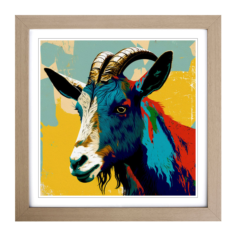Goat Pop Art - Framed Print, Oak