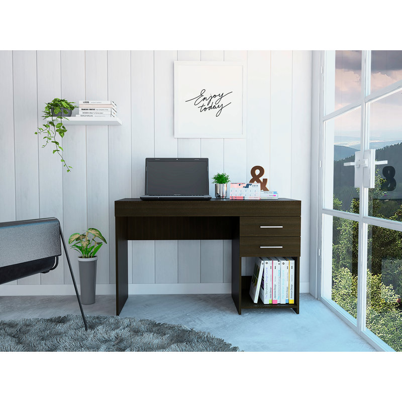 Bureau d'écriture, deux tiroirs, une armoire, Noir