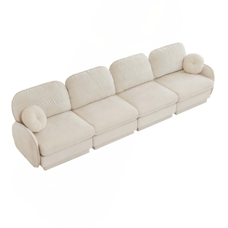 Canapé modulaire ergonomique Chenille, Cream Beige, 37.4" H x 137" W x 33.4" D
