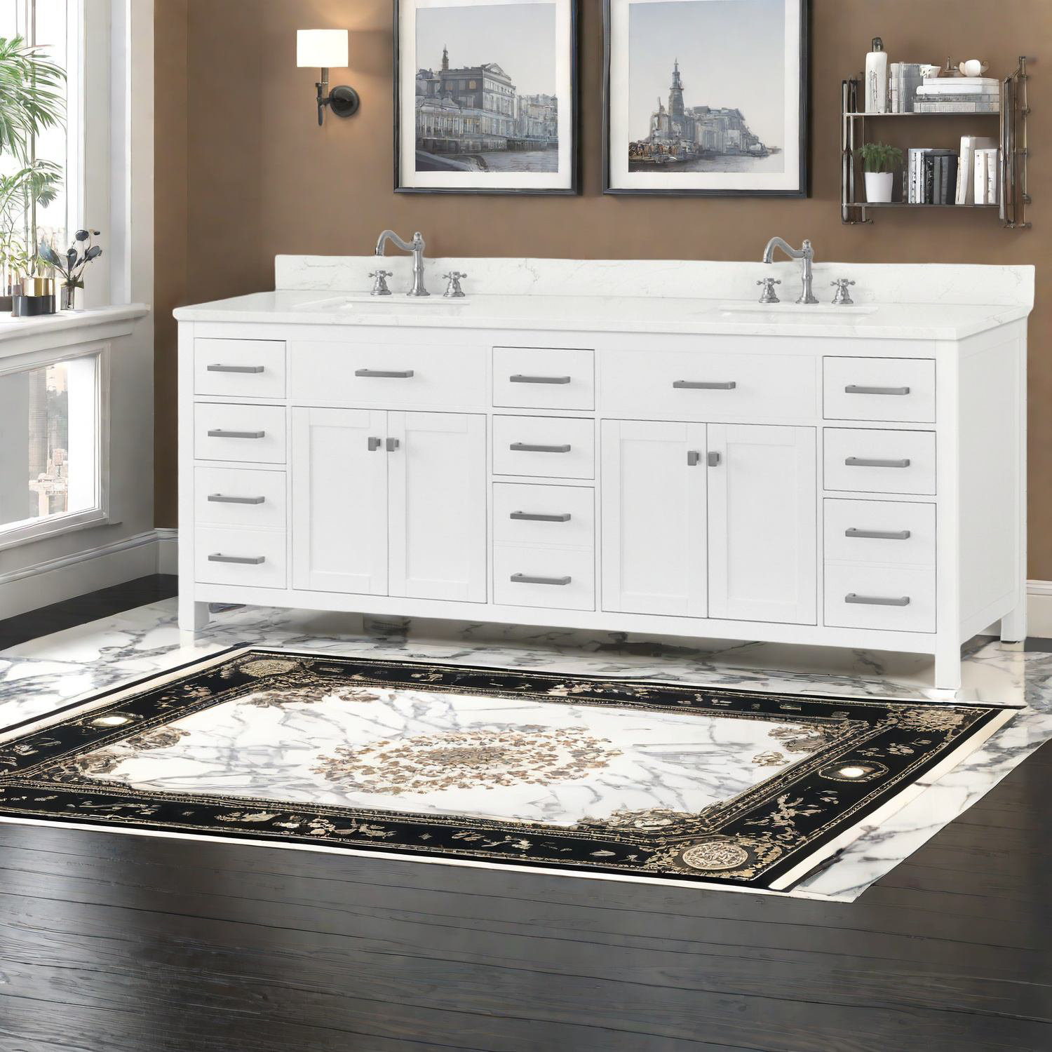 Latitude Run® Sleek Wood & Mdf Vanities With Dual Sinks, Modern ...