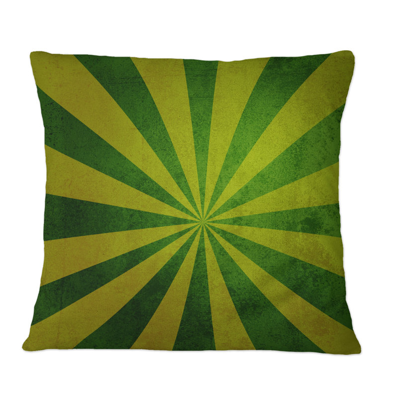 Vintage Green Converging Lines - Coussin décoratif imprimé moderne, 16 po x 16 po
