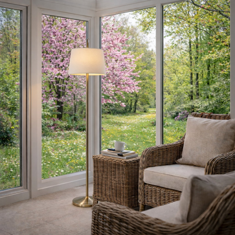 153cm Polished Traditional Floor Lamp, Cream Beige