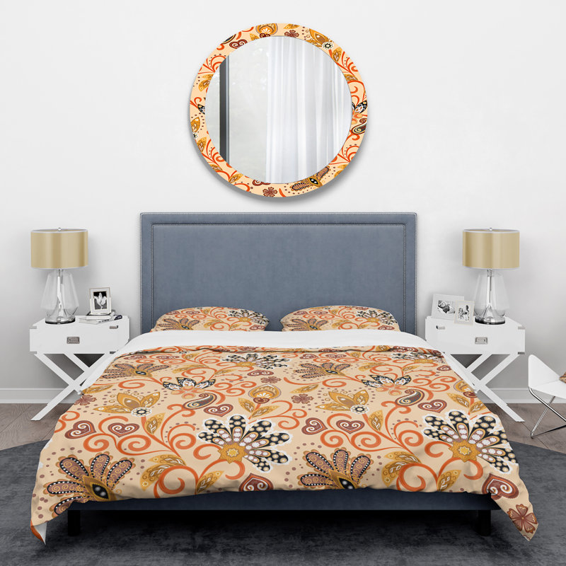 Traditional Polyester Twill Floral Duvet Cover, King Duvet Cover + 2 Shams