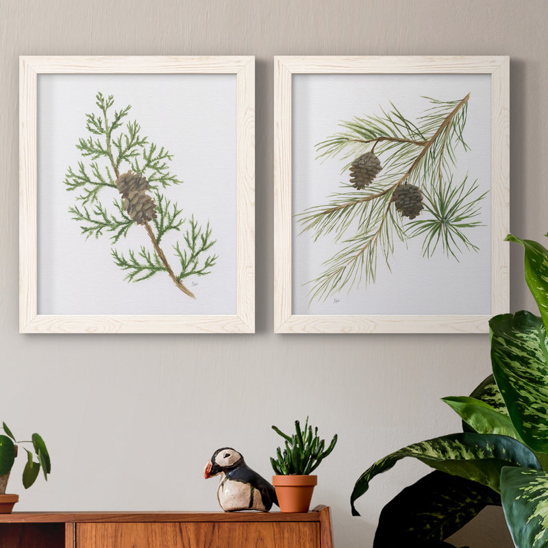 Winter Botanical III - ensemble de 2 reproductions d'art, Pas de tapis, H 24 po x l 36 po x P 1,5 po, Toile blanche encadrée