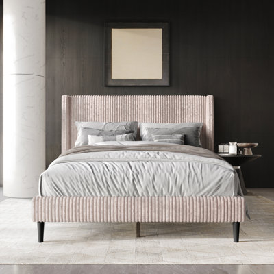 Contemporary Wingback Platform Bed