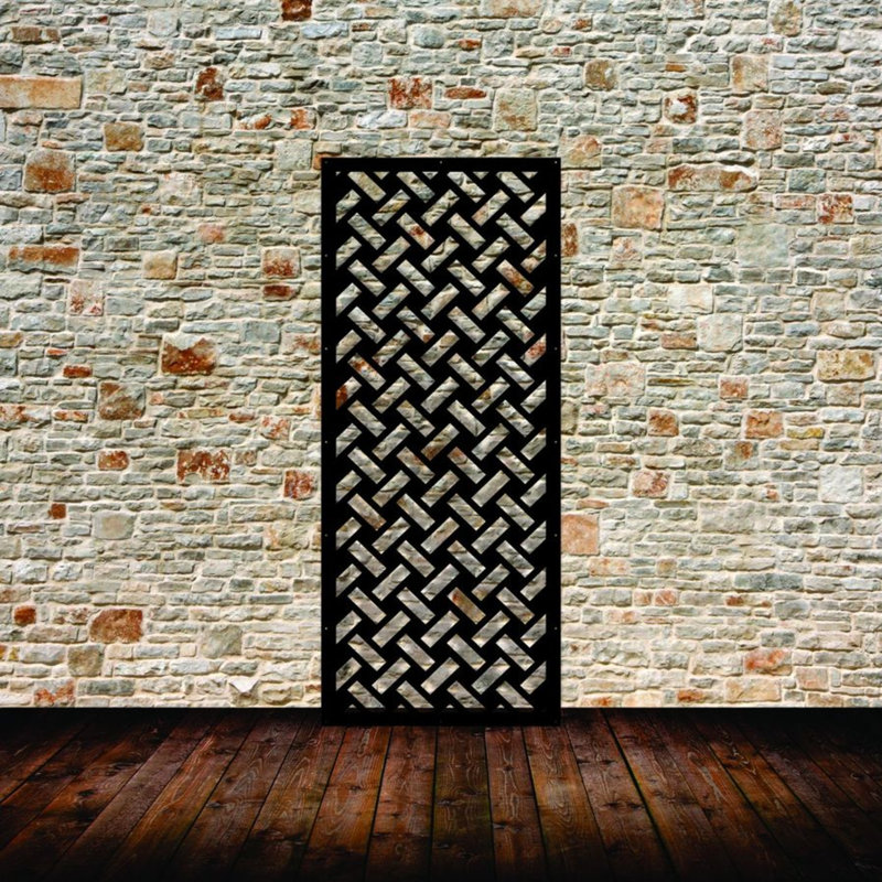 Block Pattern Aluminum Laser-Cut Privacy Screen Panel  – Powder-Coated Outdoor Metal Wall Art, Decorative Garden Fence Privacy Divider