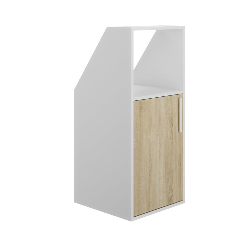 1 Door Particle Board Wardrobe, Natural/White