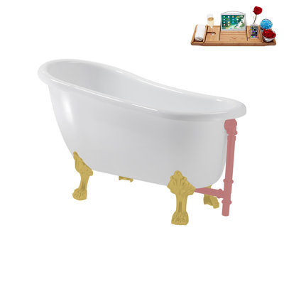 53.1'' x 25.6'' Freestanding Soaking Acrylic Bathtub