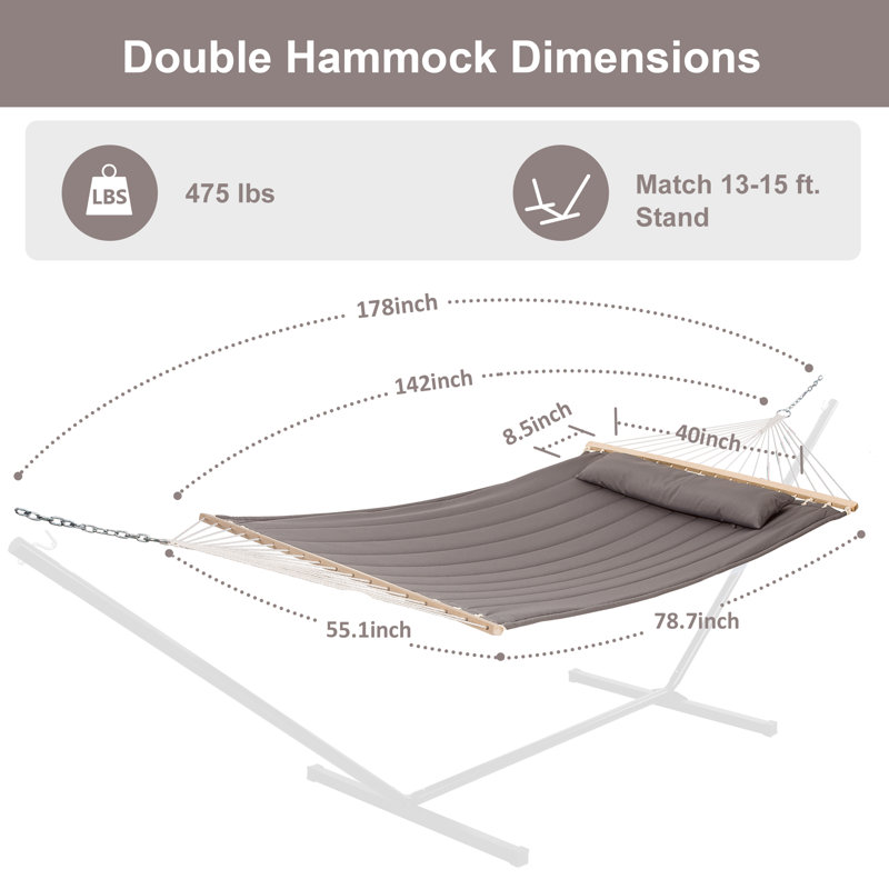 Hamac double à barre d'écartement Volkrad, Brun pâle