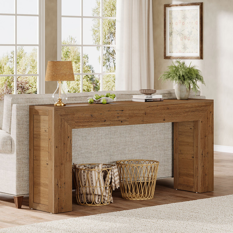 63" Farmhouse Console Table for Entryway, Long Sofa Table Behind Couch